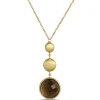 Toscano Round Bezel Set Smoky Quartz Necklace, 14K Yellow Gold Clearance