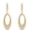 Toscano Satin Oval Drop Earrings, 14K Yellow Gold Hot