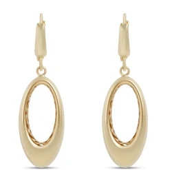 Toscano Satin Oval Drop Earrings, 14K Yellow Gold Hot