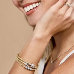 Toscano Stretchy Bracelet with Diamonds, 18K Yellow Gold Hot