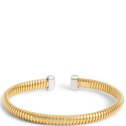 Toscano Tubogas Bangle with Diamond Tips, 18K Yellow Gold New