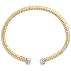Toscano Tubogas Bangle with Diamond Tips, 18K Yellow Gold New