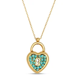 Toscano Turquoise Bead Padlock Pendant Necklace, 14K Yellow Gold Online