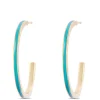 Toscano Turquoise Enamel Hoop Earrings, 14k Yellow Gold Discount