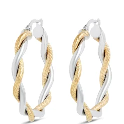Toscano Twisted Hoop Two-Tone Earrings 14K