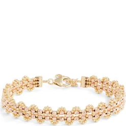 Toscano Two-Tone Flexy Beaded Bracelet, 14K Yellow and Rose Gold New