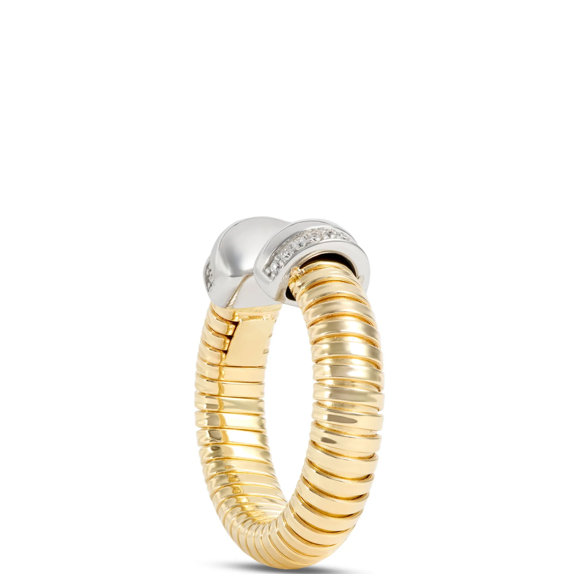 Toscano With Diamonds Domed Tubogas Ring, 18K Yellow Gold Online
