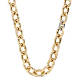 Toscano with Diamonds 18-Inch Oval Link Chain, 18K Yellow Gold Outlet