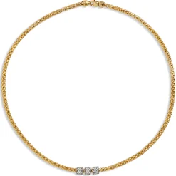 Toscano with Diamonds 18-Inch Popcorn Necklace, 18K Yellow Gold New