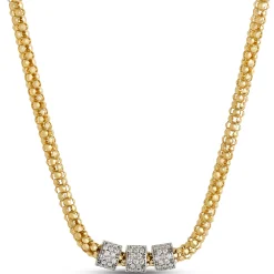 Toscano with Diamonds 18-Inch Popcorn Necklace, 18K Yellow Gold New