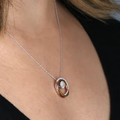 Tri-Color Circle Diamond Convertible Pendant 14K Sale