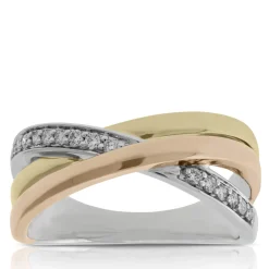 Tri-Color Crossover Diamond Band 14K Sale