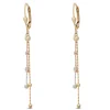 Tri-Color Dangle Bead Earrings 14K