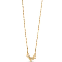 Triple Heart Diamond Necklace, 14K Yellow Gold Clearance