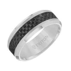 Triton Contemporary Comfort Fit Carbon Fiber Band in Grey Tungsten, 8 mm Best