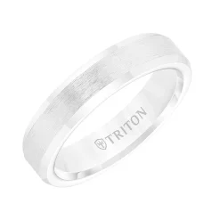 Triton Contemporary Comfort Fit Brush Finish Band in White Tungsten, 5 mm Sale
