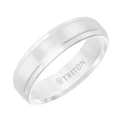 Triton Contemporary Comfort Fit Satin Finish Band in White Tungsten, 6 mm Hot