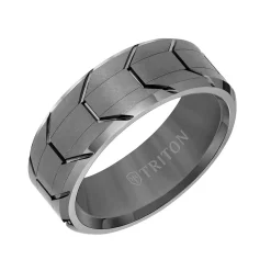 Triton Contemporary Comfort Fit Gunmetal Tire Tread Band in Tungsten, 8 mm Sale