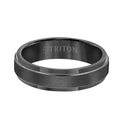 Triton Contemporary Comfort Fit Satin Finish Band in Black Tungsten, 6 mm Online