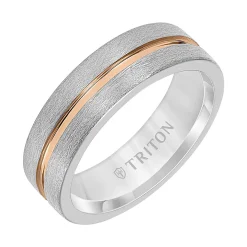 Triton Gray Crystalline Finish with Rose Center Line Band in Grey Tungsten Carbide, 7MM Discount