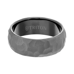Triton RAW Contemporary Comfort Fit Hammered Band in Black Tungsten, 8 mm Hot