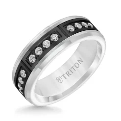 Triton Stone Comfort Fit Channel Set Diamond Band in Tungsten, 7 mm Best