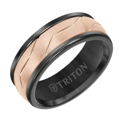 Triton Woven Finish Round Edge Contemporary Tungsten Wedding Band, 8MM Sale