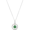 Tsavorite and Diamond Pendant Necklace, 14K White Gold Sale