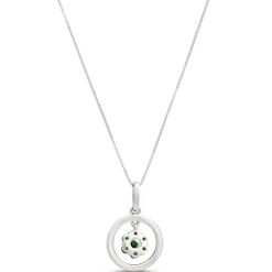 Tsavorite and Diamond Pendant Necklace, 14K White Gold Sale