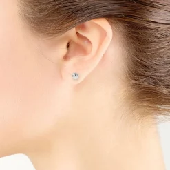 White Gold Ball Earrings 14K, 4mm