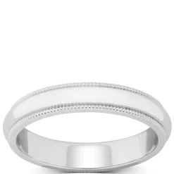 White Gold Polished Milgrain Edge Comfort Fit 3.5mm Band 14K Online
