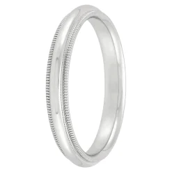 White Gold Polished Milgrain Edge Comfort Fit 3.5mm Band 18K New