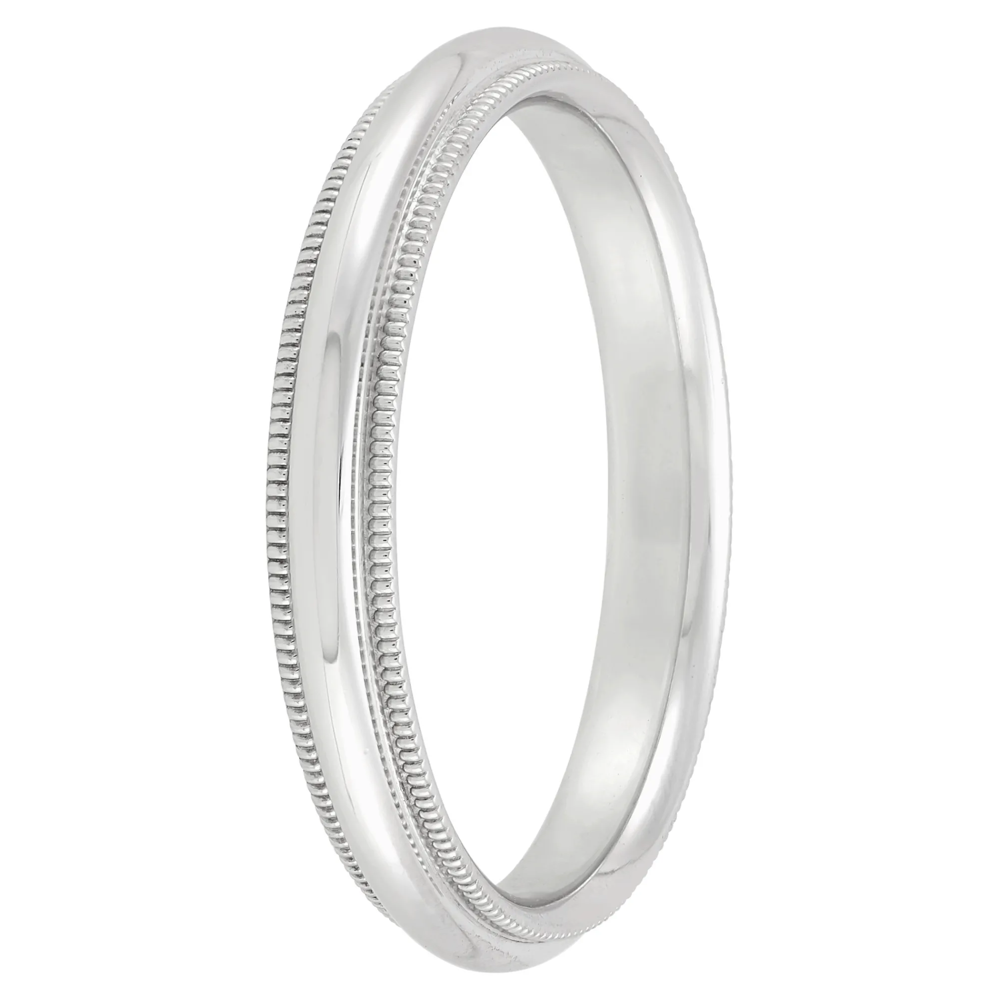 White Gold Polished Milgrain Edge Comfort Fit 3.5mm Band 18K New