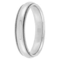 White Gold Polished Milgrain Edge Comfort Fit 4mm Band 18K Online