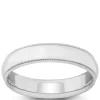 White Gold Polished Milgrain Edge Comfort Fit 5mm Band 14K Outlet