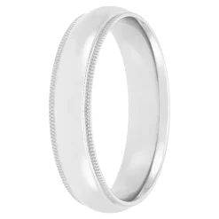 White Gold Polished Milgrain Edge Comfort Fit 5mm Band 18K Online