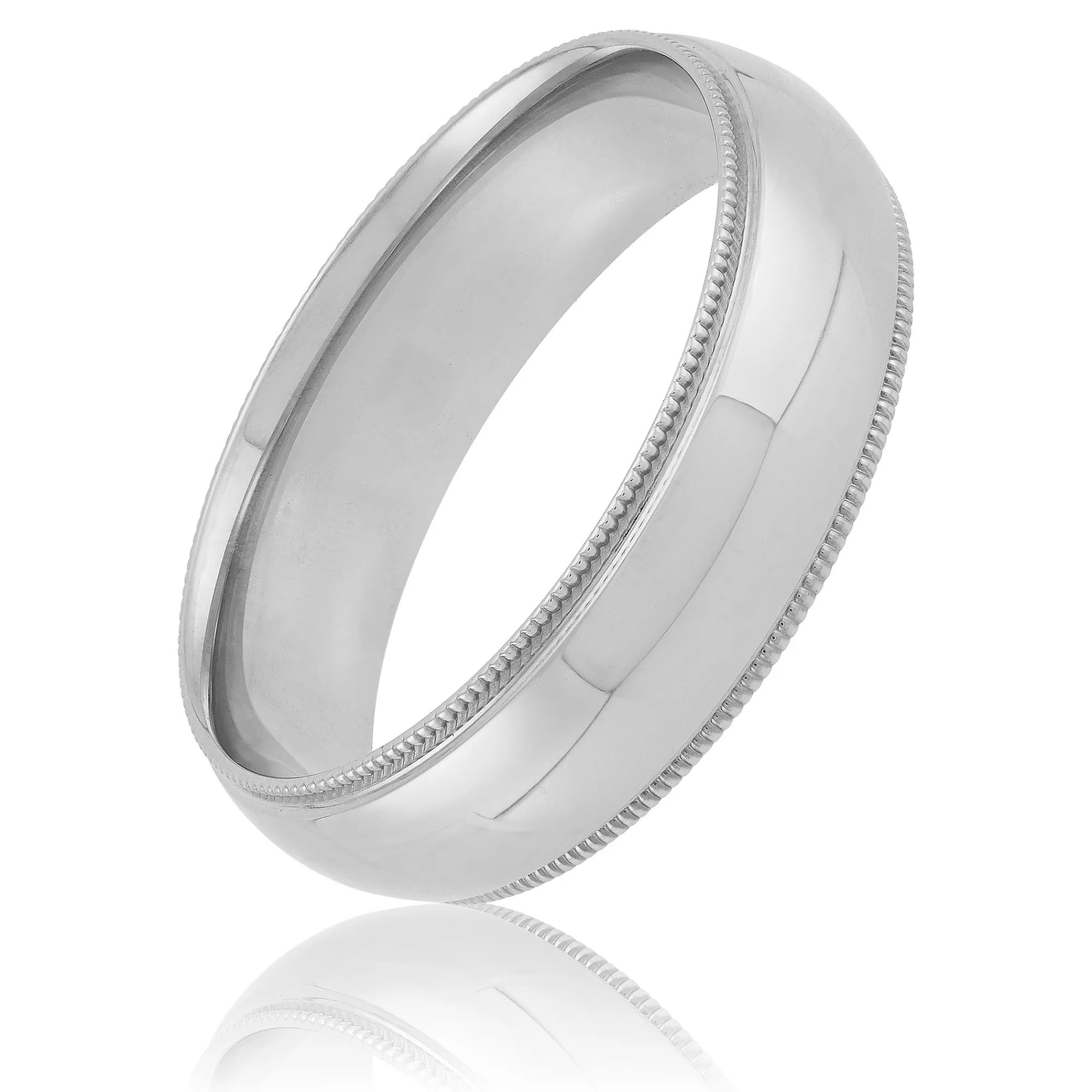 White Gold Polished Milgrain Edge Comfort Fit 6mm Band 18K Clearance