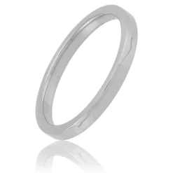 White Gold Polished Pipe Comfort Fit 2mm Band 18K New