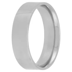 White Gold Polished Pipe Comfort Fit 6mm Band 18K Discount