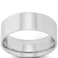 White Gold Polished Pipe Comfort Fit 8mm Band 14K Discount