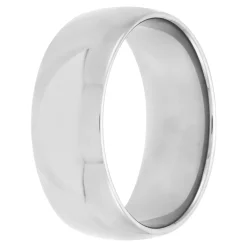 White Gold Polished Rounded Comfort Fit 8mm Band 18K Clearance