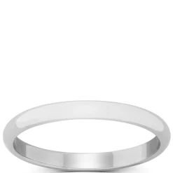White Gold Polished Rounded 2mm Band 14K