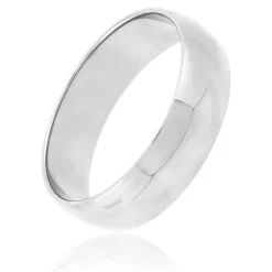 White Gold Polished Rounded 6mm Band 18K Clearance