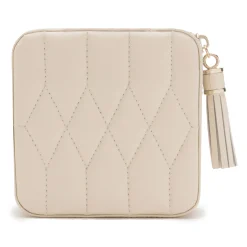 Wolf Caroline Beige Leather Zip Travel Case Discount