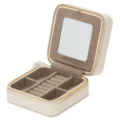 Wolf Caroline Beige Leather Zip Travel Case Discount