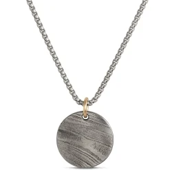 Wood Grain Medallion Necklace, Damascus Steel Discount