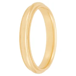 Yellow Gold Polished Milgrain Edge Comfort Fit 3mm Band 14K New