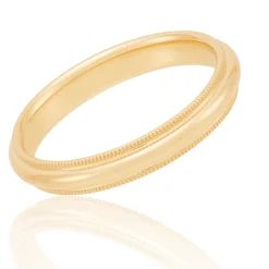 Yellow Gold Polished Milgrain Edge Comfort Fit 3mm Band 14K New
