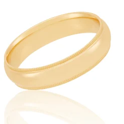 Yellow Gold Polished Milgrain Edge Comfort Fit 5mm Band 18K Outlet