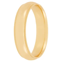 Yellow Gold Polished Milgrain Edge Comfort Fit 5mm Band 18K Outlet